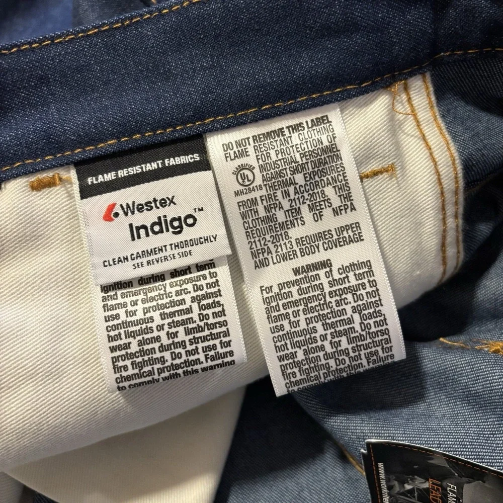 NWT Workrite FR Westex Indigo Jeans Mens 32x30 CAT 2/2112 Rigid Denim Workwear - Picture 5 of 12
